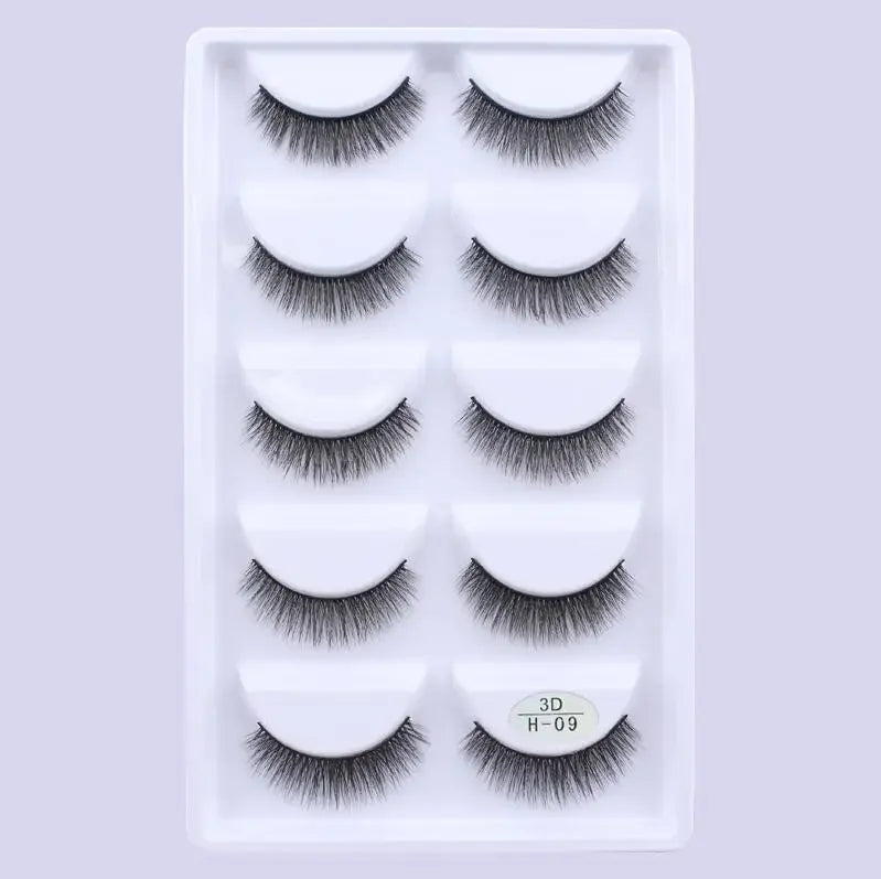 AMSNCN NEW 5Pair 100% Real 3D Mink Lashes Soft Natural False Eyelashes Makeup Long Eye Lashes Eyelash Extension CiliosH13mini