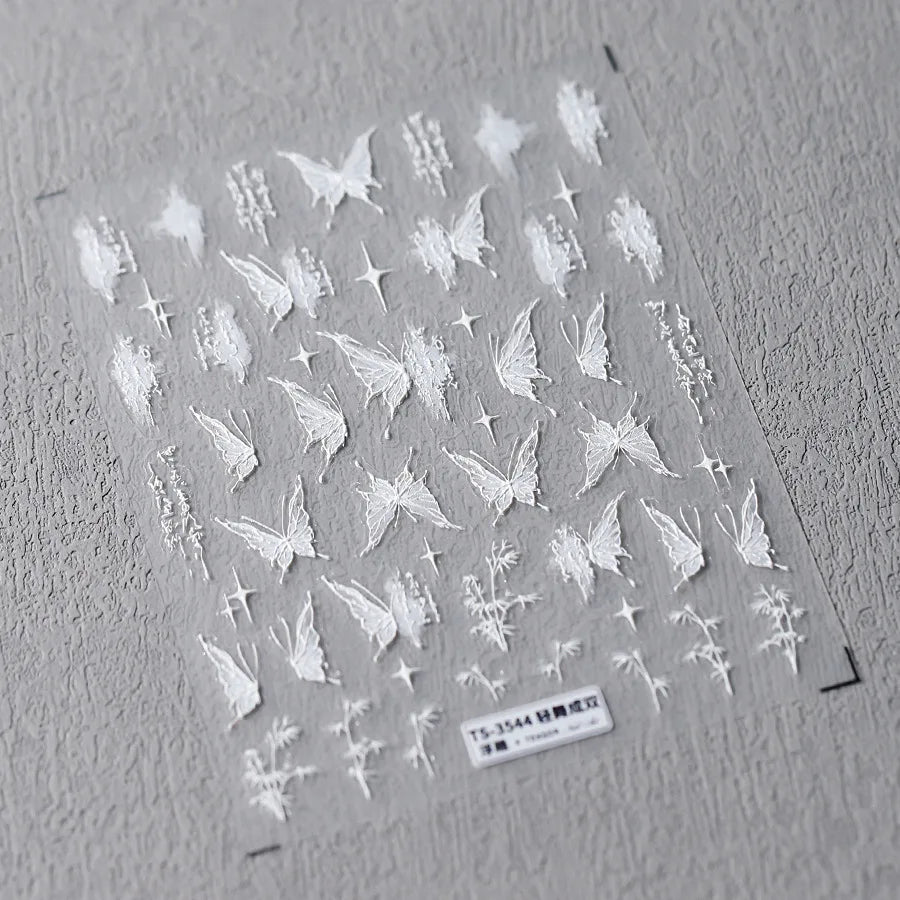 3D Embossed Butterfly Nail Art Stickers Decals Self-Adhesive Nail stickers 5D Black Butterfly Nail Supplies