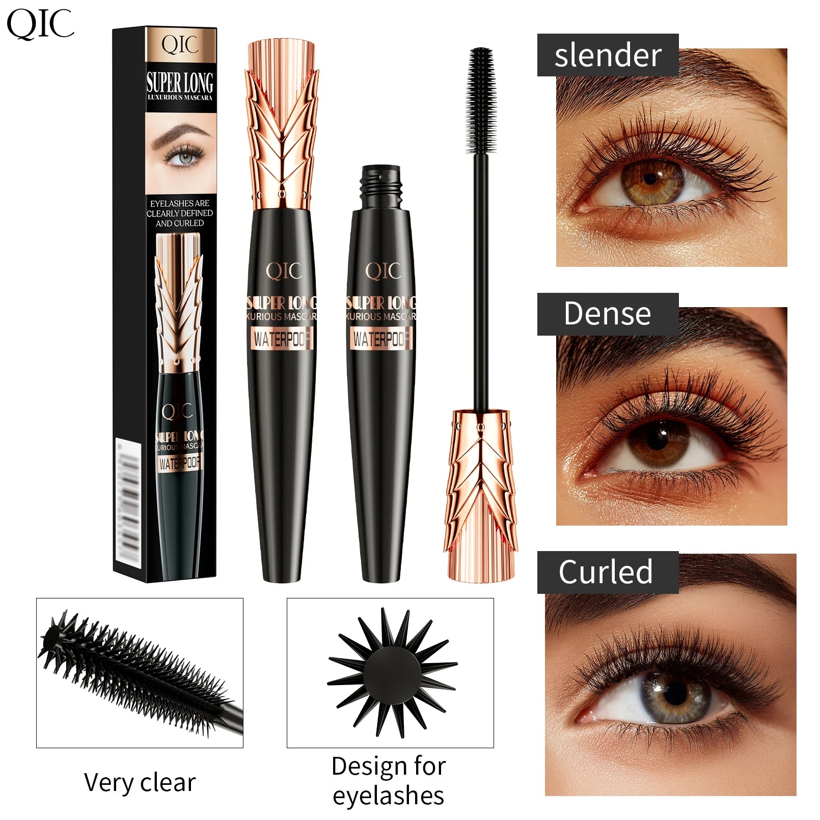 5D Black Waterproof Mascara Lengthens Eyelashes Extension Thick Silk Fiber Mascara Female Makeup Eye Cosmetics Tools for Gifts