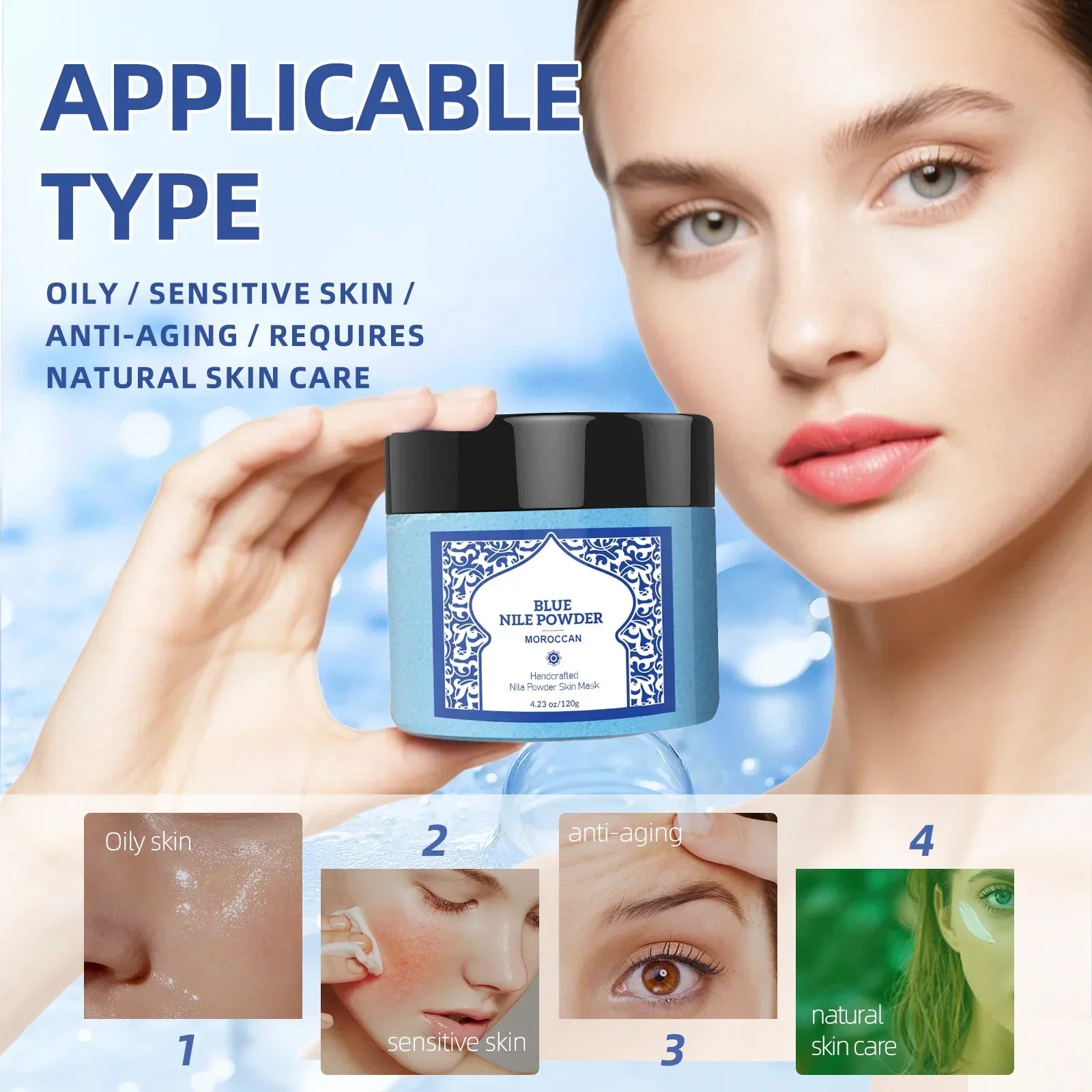 Moroccan Mineral Foaming Powder 120g - 15-Min Deep Cleansing Mask for Face & Body, Nourishes with Perilla Leaf Formula.