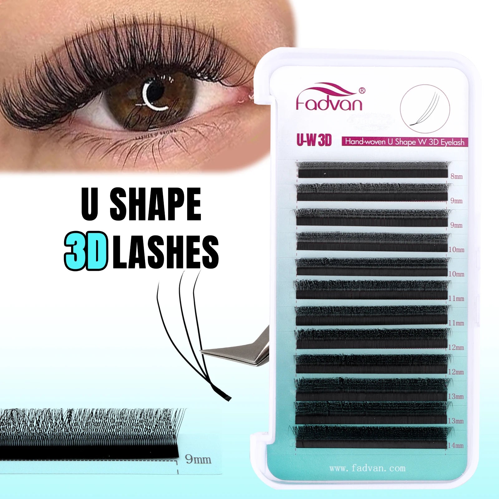 FADVAN U Shape 3D/4D/5D/YY Eyelashes Extension Light Soft Waterproof Fake Lashes Premade Volume Natural Wispy False Lash