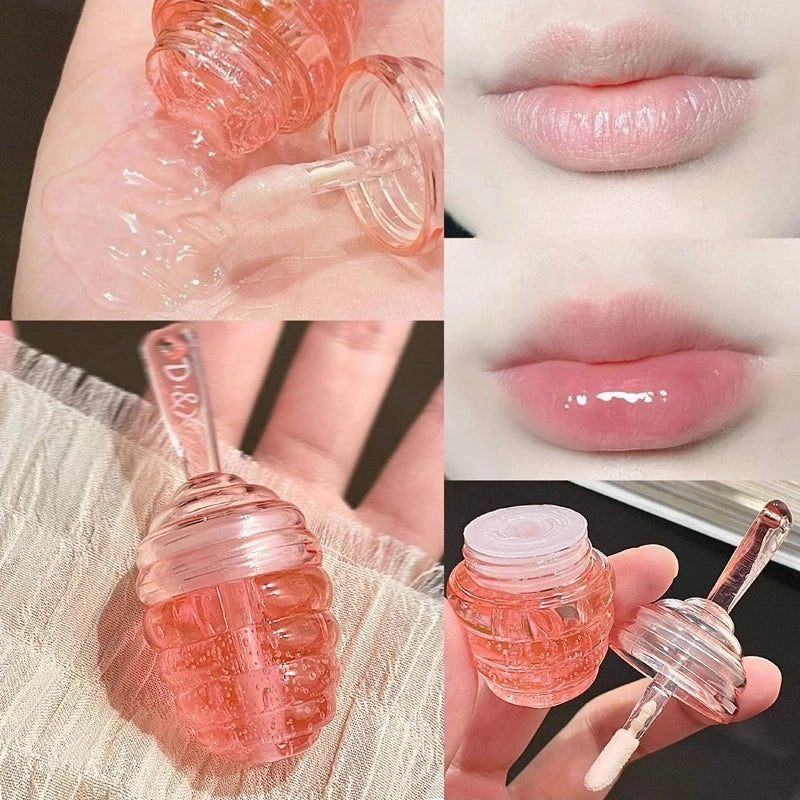Small Honeypot Lip Oil Long Lasting Moisturizing and Fading Lip Pattern Water Lip Balm Liquid Lipstick Lipgloss Makeup Cosmetics