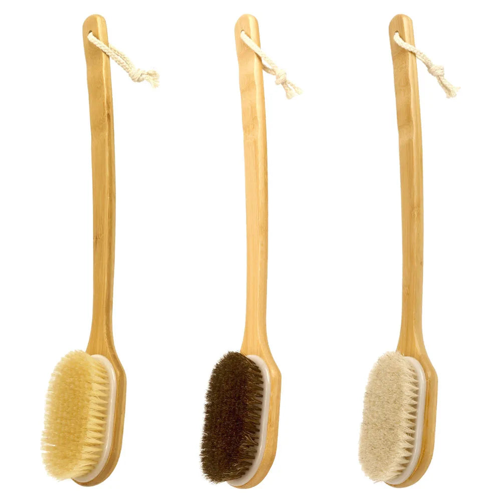 Shower Brush with Soft and Stiff Bristles, Long Handle Back Scrubber Body Exfoliator for Wet or Dry Brushing