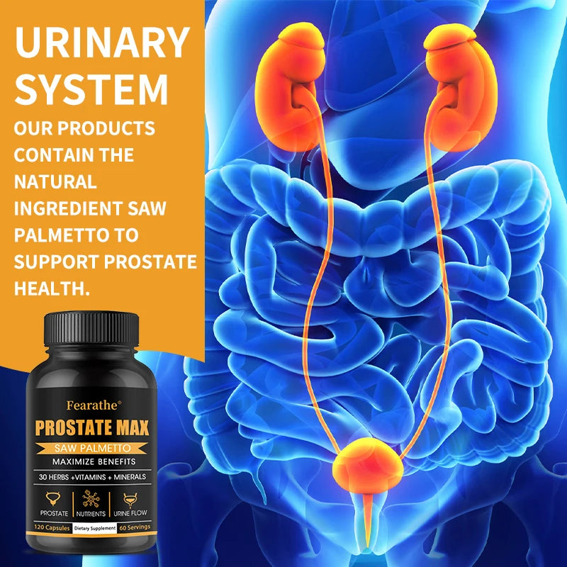Saw Palmetto Prostate Supplement - 30 Plant Extracts, Vitamins & Minerals for Men's Prostate Health, Urination & Hair Growth