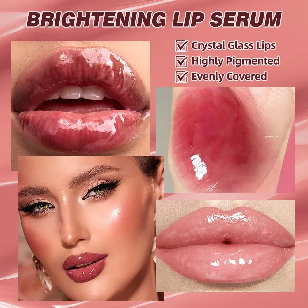 QIBEST 4 Colors Mirror Pearl Fine Shimmering Hydrating Pipe Lip Gloss Moisturizing Crystal Gloss Lip Glaze Layering Lip Makeup