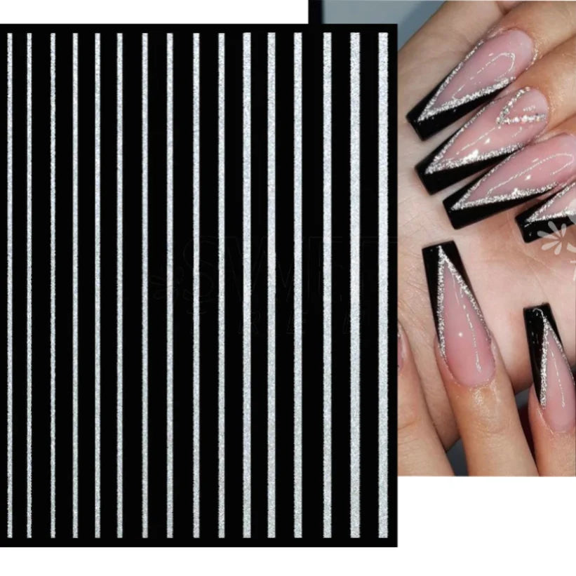 Nail Stickers 3D  Metal Line Sliver Gold Thorns Vine Curve Stripe Lines Tape Swirl Sliders Manicure Adhesive Gel Nail Art Decals