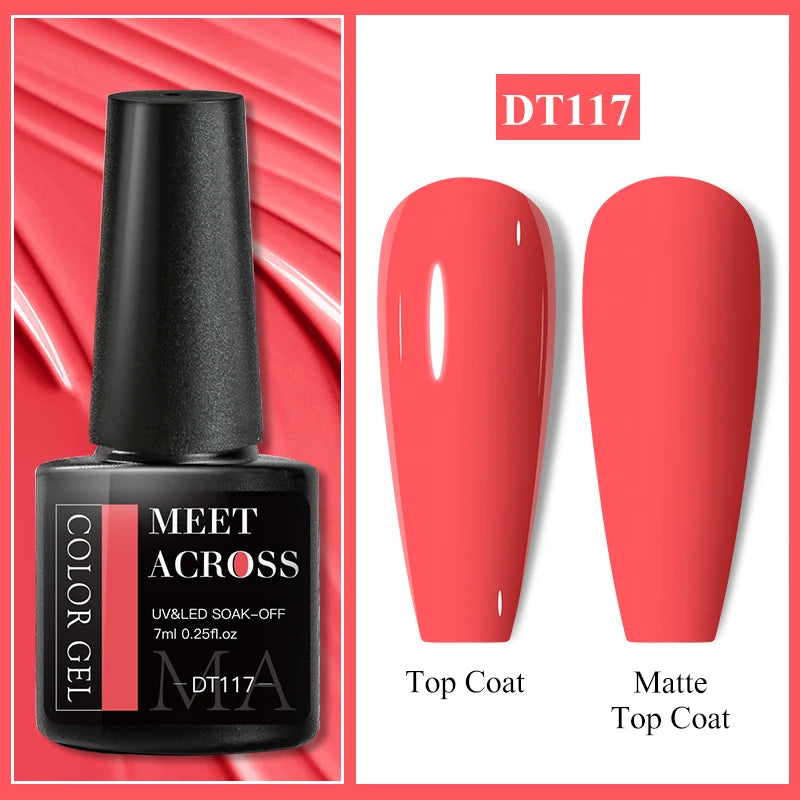 MEET ACROSS 7ml 36Colors Glitter Thermal Gel Nail Polish 3 Colors Changing Soak Off Gel Winter Semi Permanant Nail Art Varnish