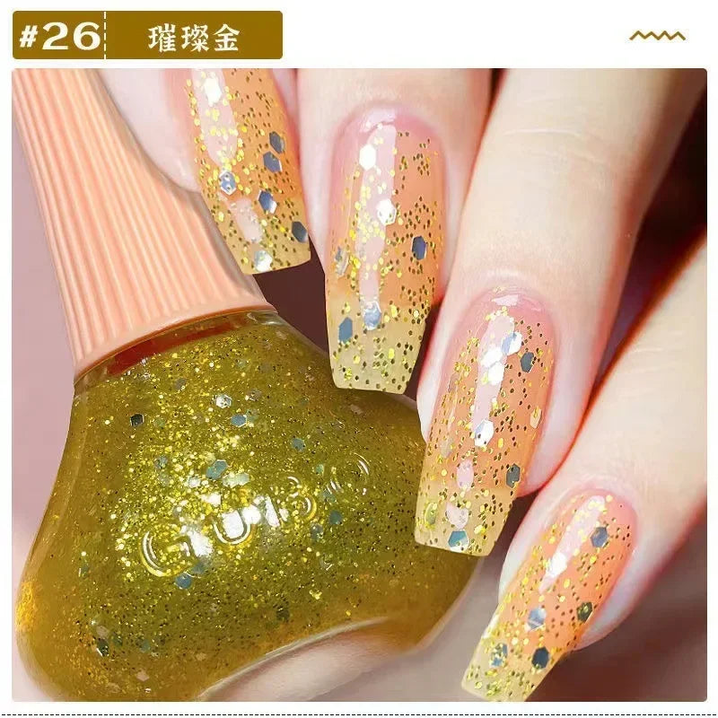 12ml  No-bake Quick Dry Nail Polish Shimmer Nail Polish Quick Dry No Peelable Long Lasting Nail Art Varnish 45 Colors