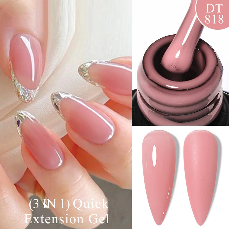 MEET ACROSS 7ml Dark Color Glitter Top Coat Gel For Nails Brocade Powder 2 In 1 Chameleon Nail Art Gel Varnish Manicure