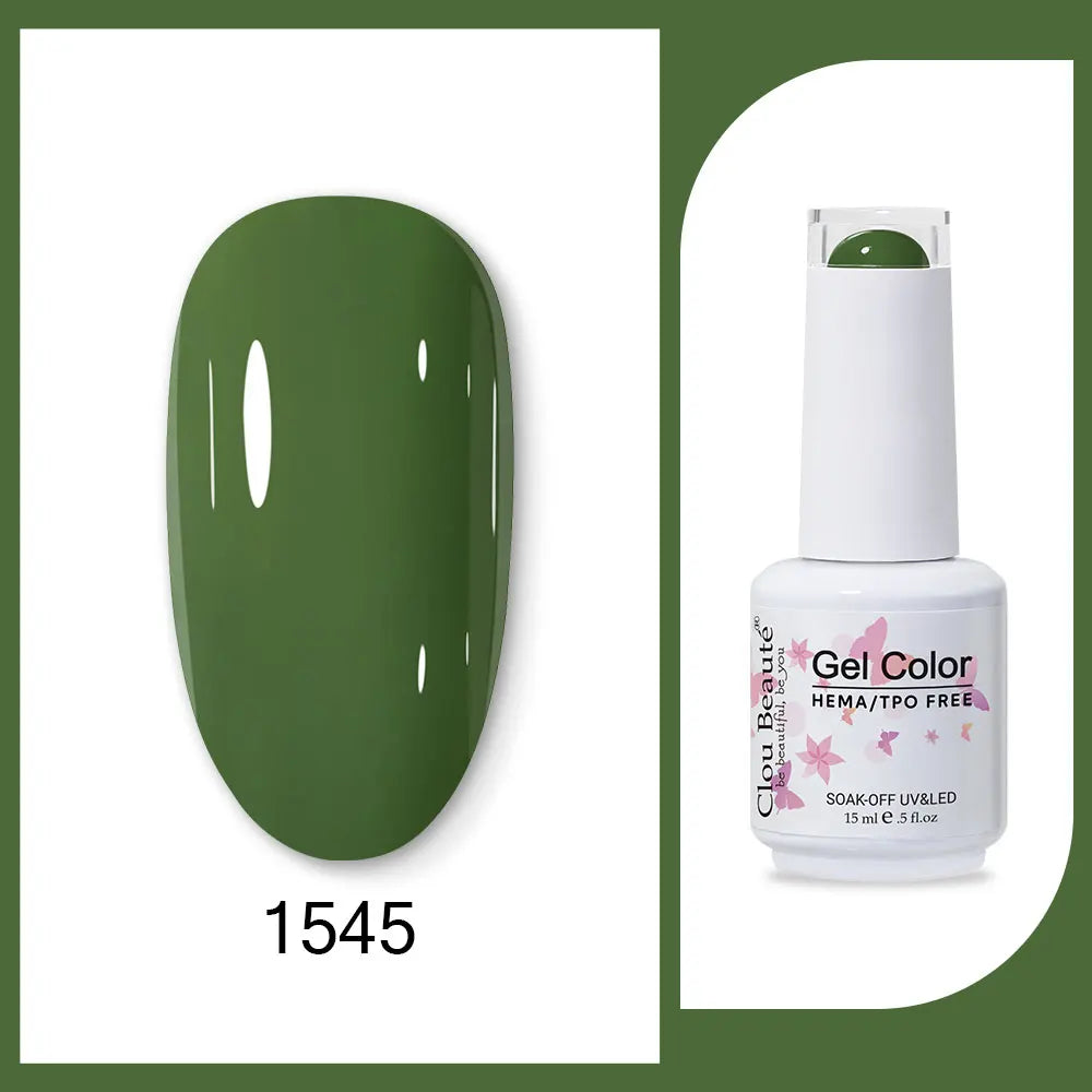 Clou Beaute 15ml Red Black White Green Neon Gel Nail Polish Base Top Coat Velvet Top 400 Colors Semi Permanent Gel Nail Varnish