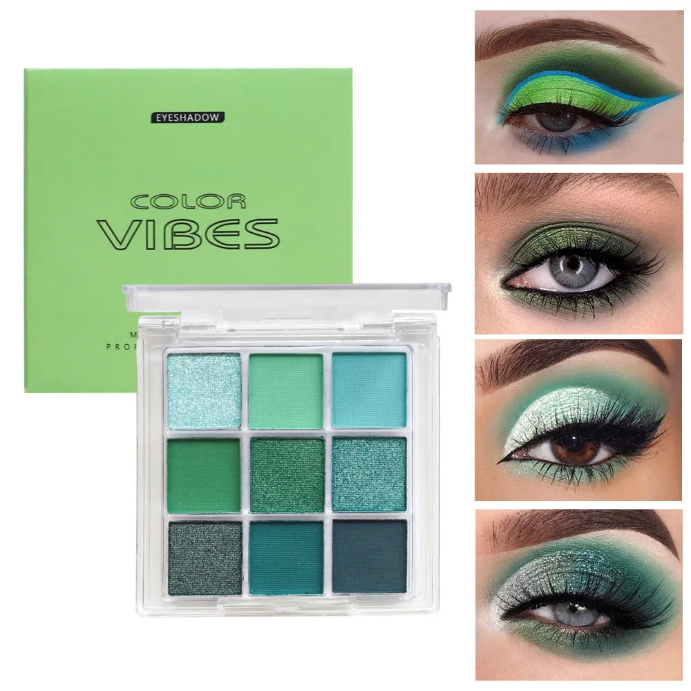 9 Colors Punk Smokey Matte Glitter Eyeshadow Palette Shimmer Eye Shadow Makeup Palette Cool Toned Gray Black Eye Pigment Palett