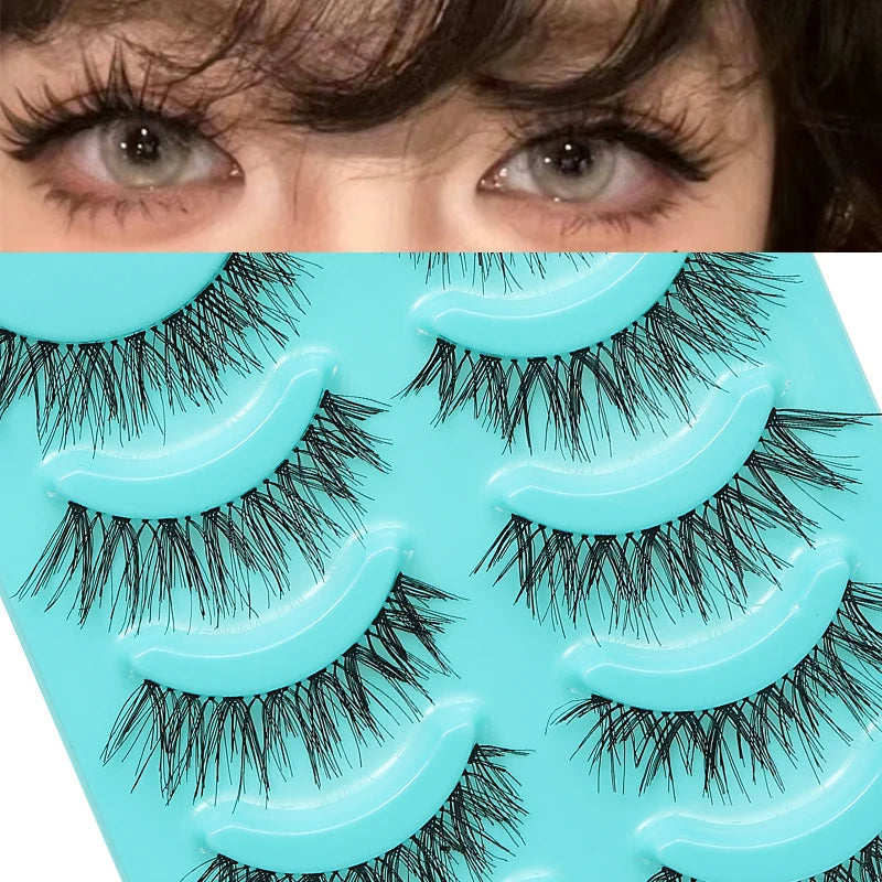 5 Pairs Individual Lashes Wispy Women Makeup Eyelash Extension Natural False Eyelashes Japanese False Eyelashes Cosplay Cilia