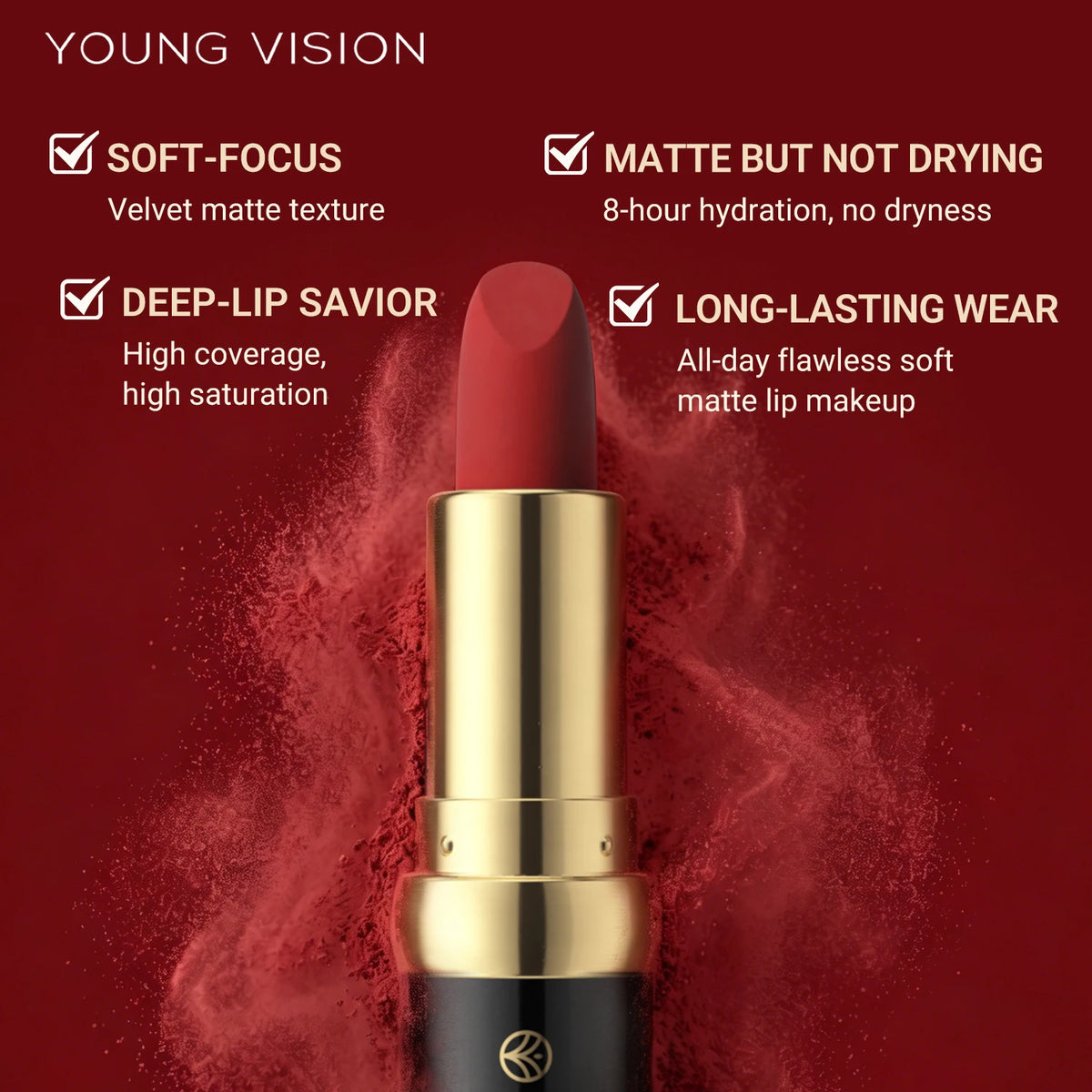 Black Tube Matte Lipstick Non Staying Cup Makeup Lipstick  5 colors available