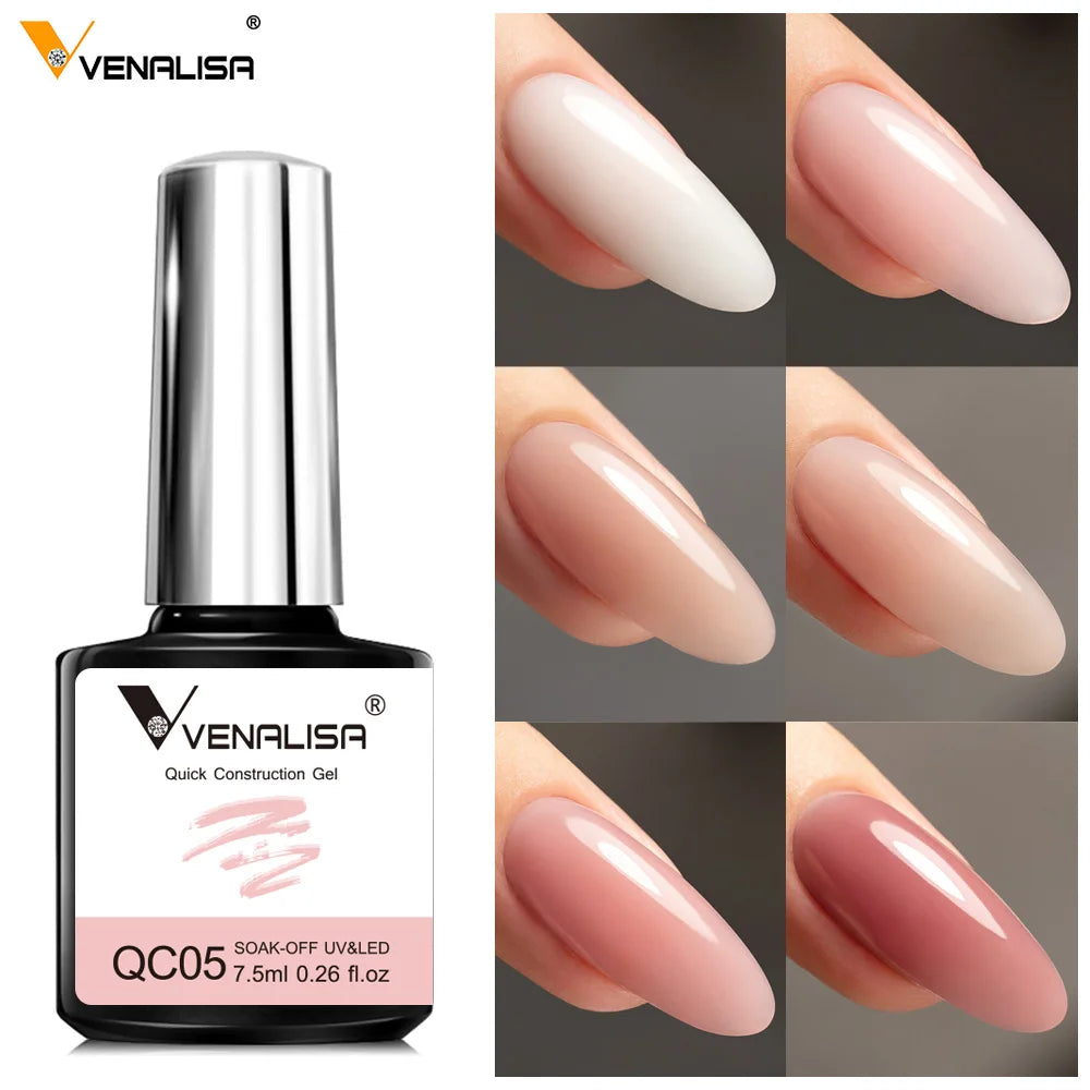 VENALISA Quick Construction Gel Jelly Color Semi Transparent Nail Gel Polish Fast Construction Soak Off UV LED Nude Pink Gel 7.5