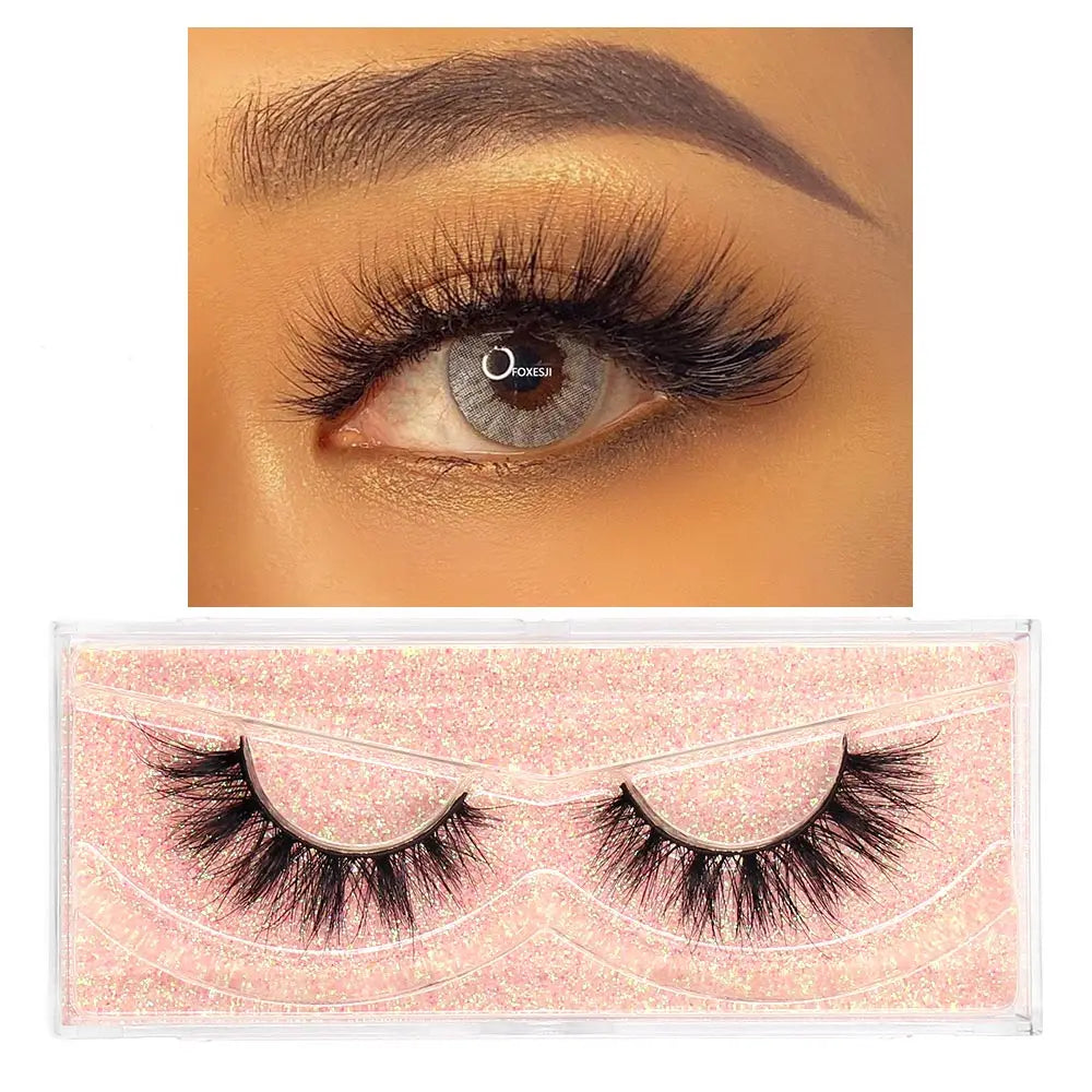 FOXESJI Makeup Eyelashes 3D Mink Lashes Natural Long Lasting Wispy Soft Eyelash Extension Fluffy Eye Lashes Mink False Eyelashes