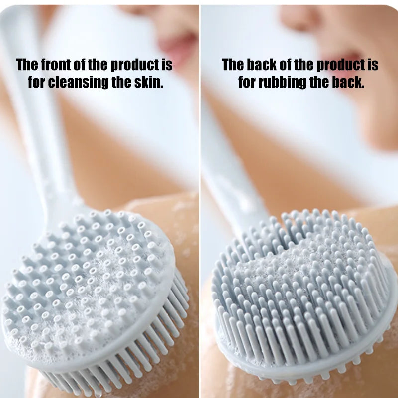 Long Handle Soft Silicone Back Scrubber & Massager Gentle Exfoliating Brush for Deep Cleansing Bath Massage Back Scrubber