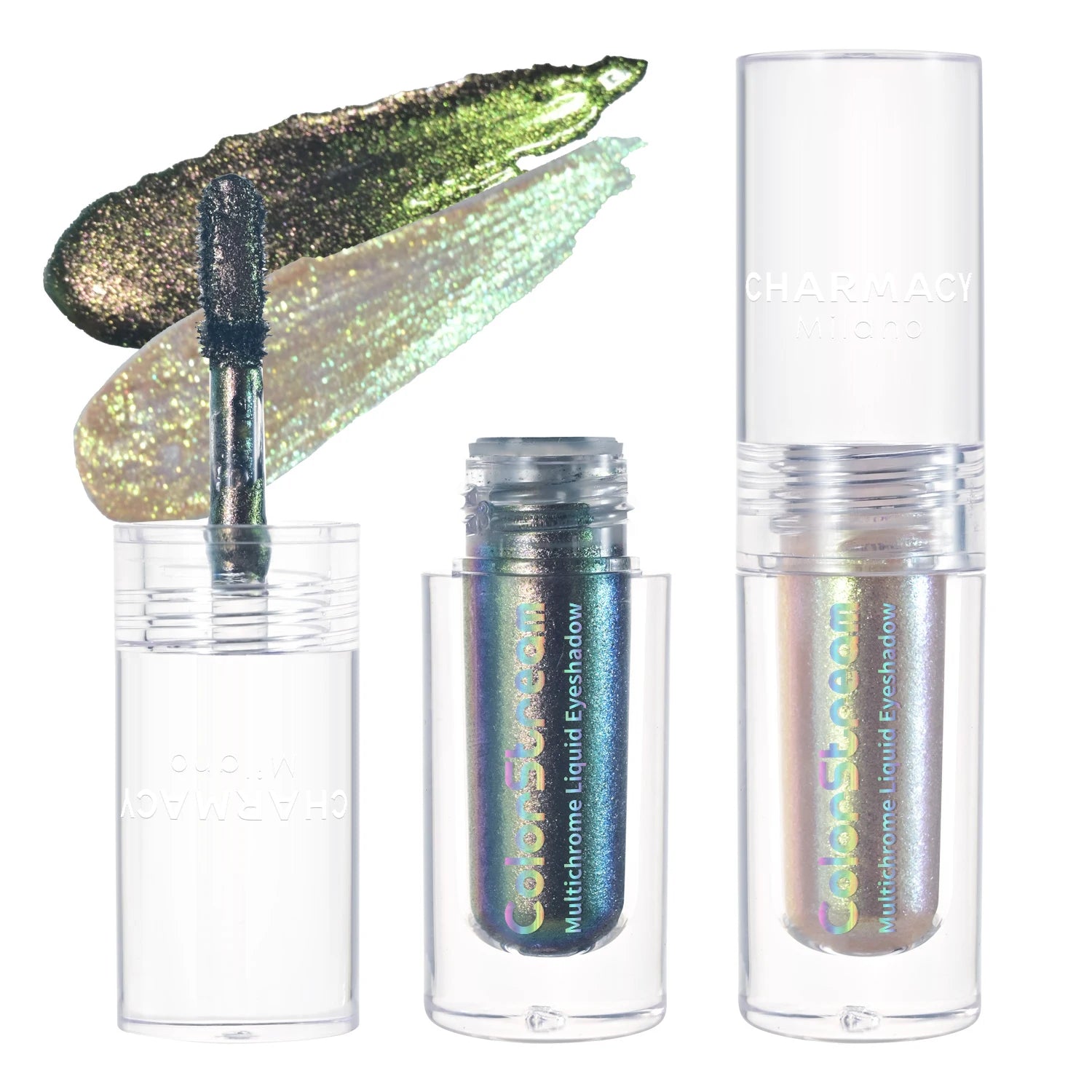 CHARMACY 2pcs/set Multichrome Eyeshadow Liquid 1.5ml Waterproof Longstay Glitter Eye Shadow High Gloss Christmas Holiday Makeup