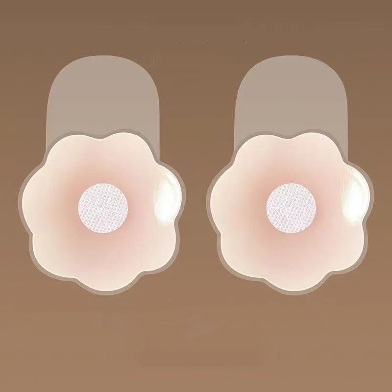 1Pairs Silicone Nipple Cover Lift Up Bra Sticker Adhesive Invisible Bras Chest Patch for Women Reusable Chest Breast Petals Pads