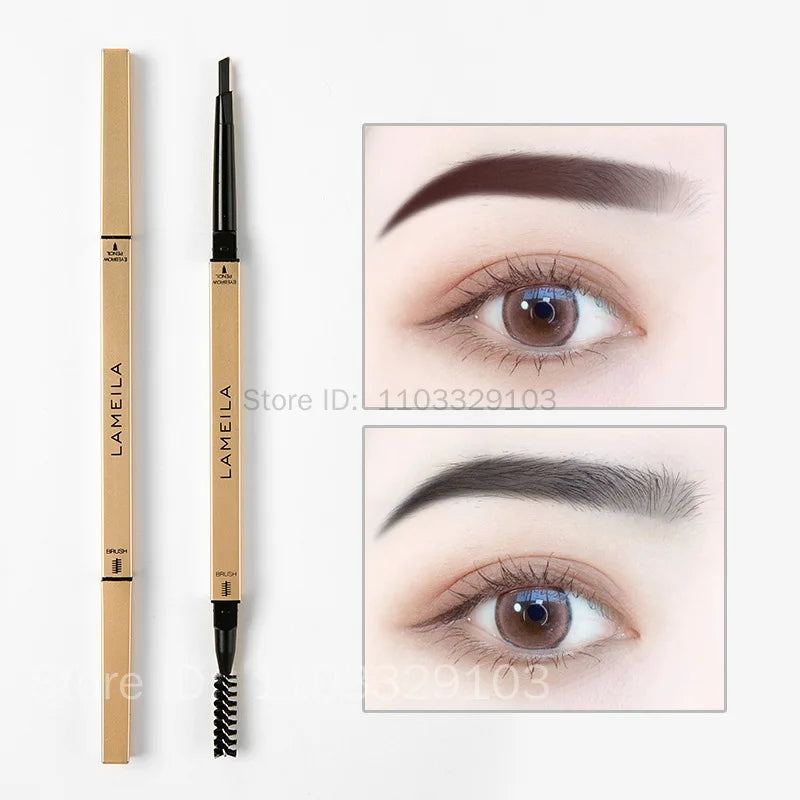 5 Colors With Brush Double Head Eyebrow Pencil Waterproof Smooth Eyebrow Stick Sweatproof Eyebrow Gel Tattoo Pencil Cosmetics