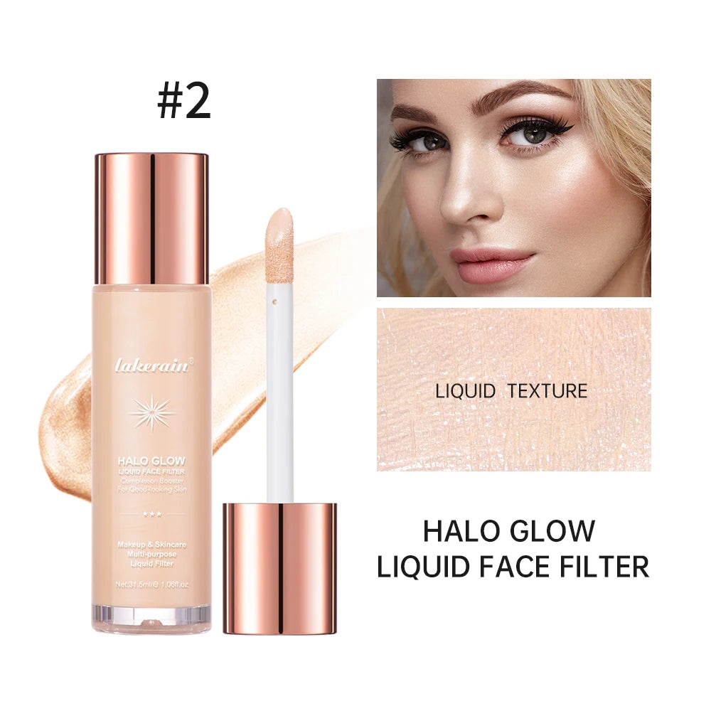 8colors Halo Glow Liquid Filter Liquid Highlighter Face Contouring Pearlescent Makeup Brightener Bronzer Glow Body Face Cosmetic