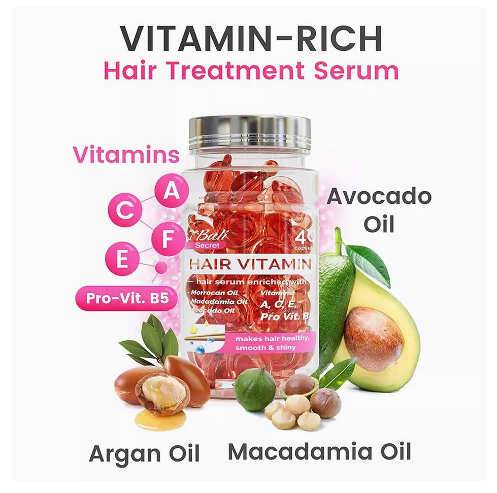 Amococo 6/8pcs Hair Vitamin Serum 40 Capsules Each Moroccan Oil Hair Oil Capsules Leave In Treatment with Macadamia Avocado Oil for Dry Frizzy Hair Smooth Shiny Hair Care