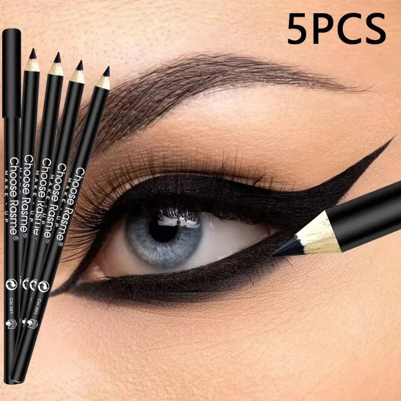 1-20Pcs Waterproof Eyeliner Pencil Long-Lasting High Pigmented Black Wooden Eyeliner Eyebrow Pen Hard Refill Smooth Eyes Makeup