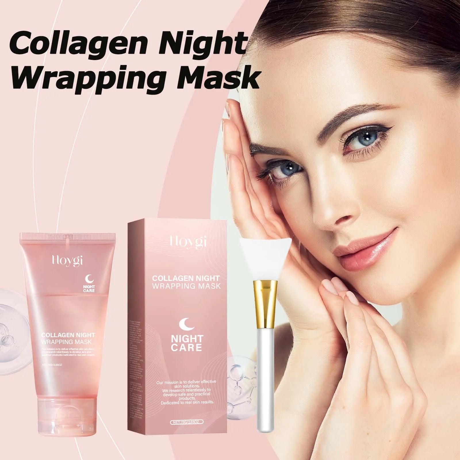 Collagen Night Wrapping Mask Moisturizing Firming Peel-Off Mask Gel Face Deep Cleansing Pores Hydrating Brightening Facial Mask