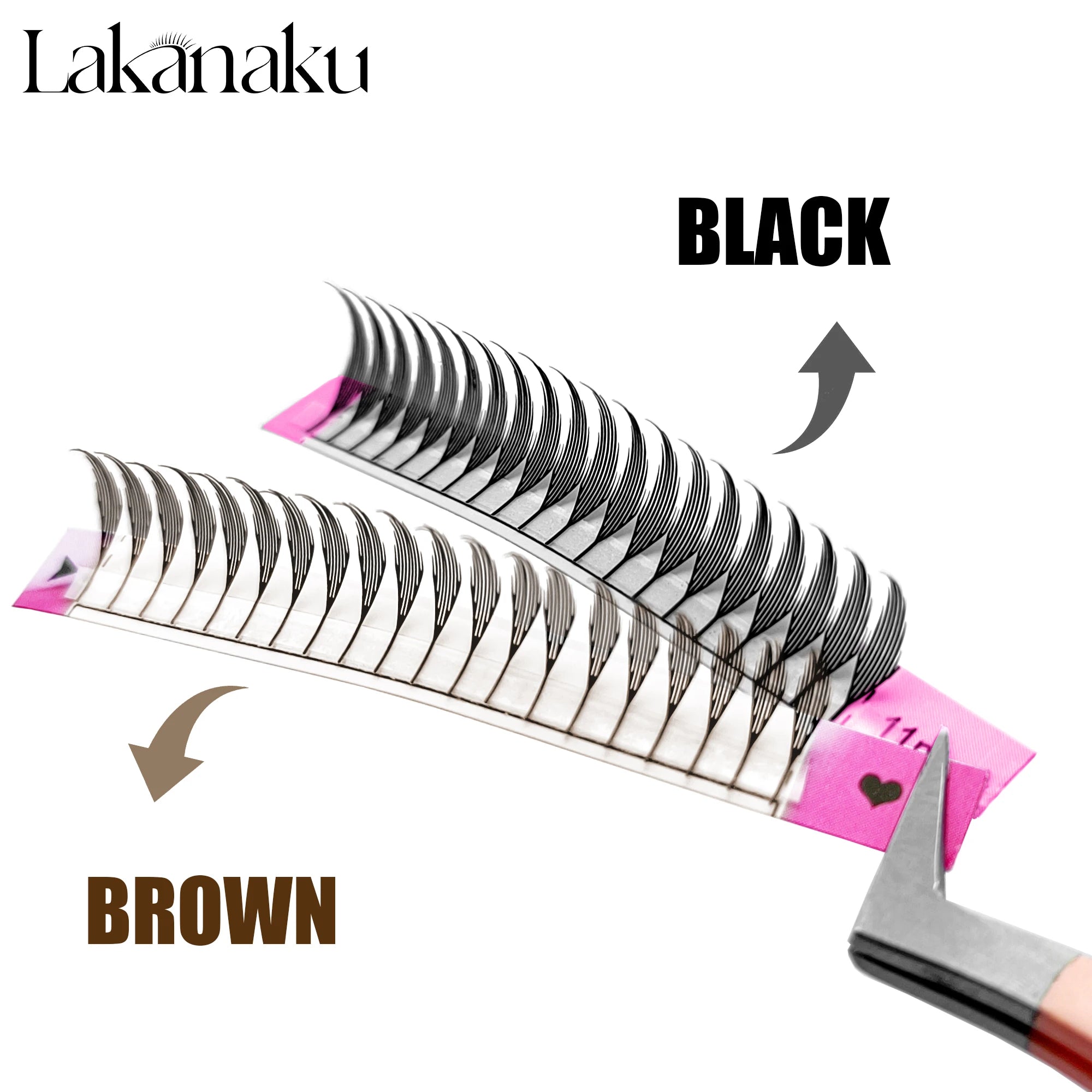 LAKANAKU Brown Anime Comic Spire Eyelashes Extension Feather Shape 0.07mm Premade Anime Chunk Spikes Fan Lashes Wispy Eyelashes