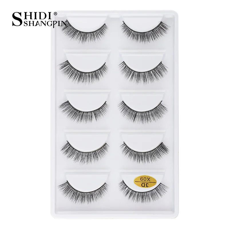3D Faux Mink Lashes X05 Fluffy Wispy False Eyelashes 5Pairs Reusable Soft Volume Eyelashes Natural Look for Daily & Party Makeup
