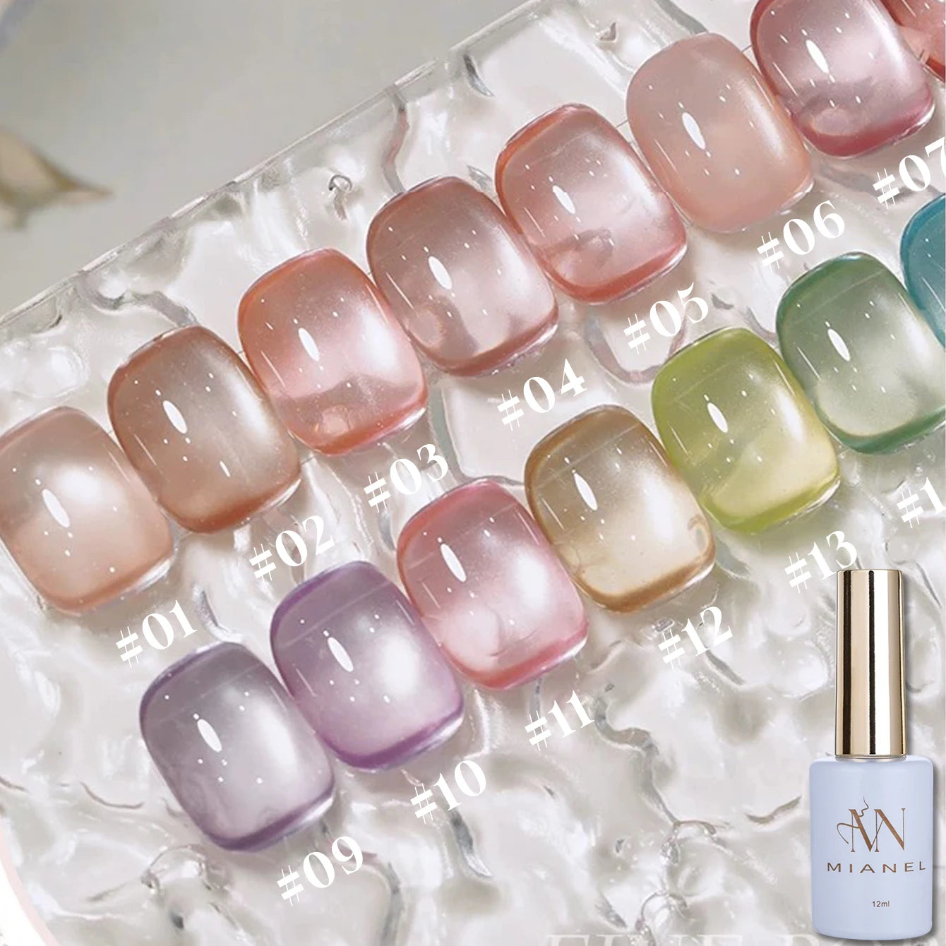 MIANEL 1-16PCS Light Smoke Magnet Cat Eye Gel Nail Polish 2025 New Glass Bead Nude Pink Nail Glue Pink Nails Blue Nails Nail Art