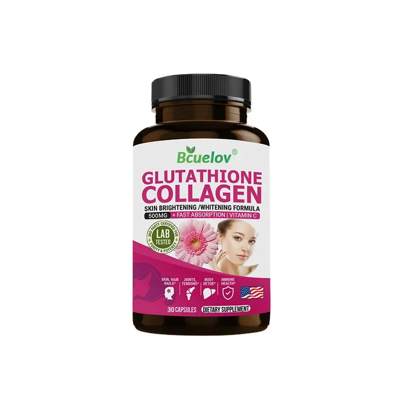 L-Glutathione 500mg Collagen Supplement Vitamin C Antioxidant Skin Brightening Whitening Skin Hair Nails Immune Brain Health