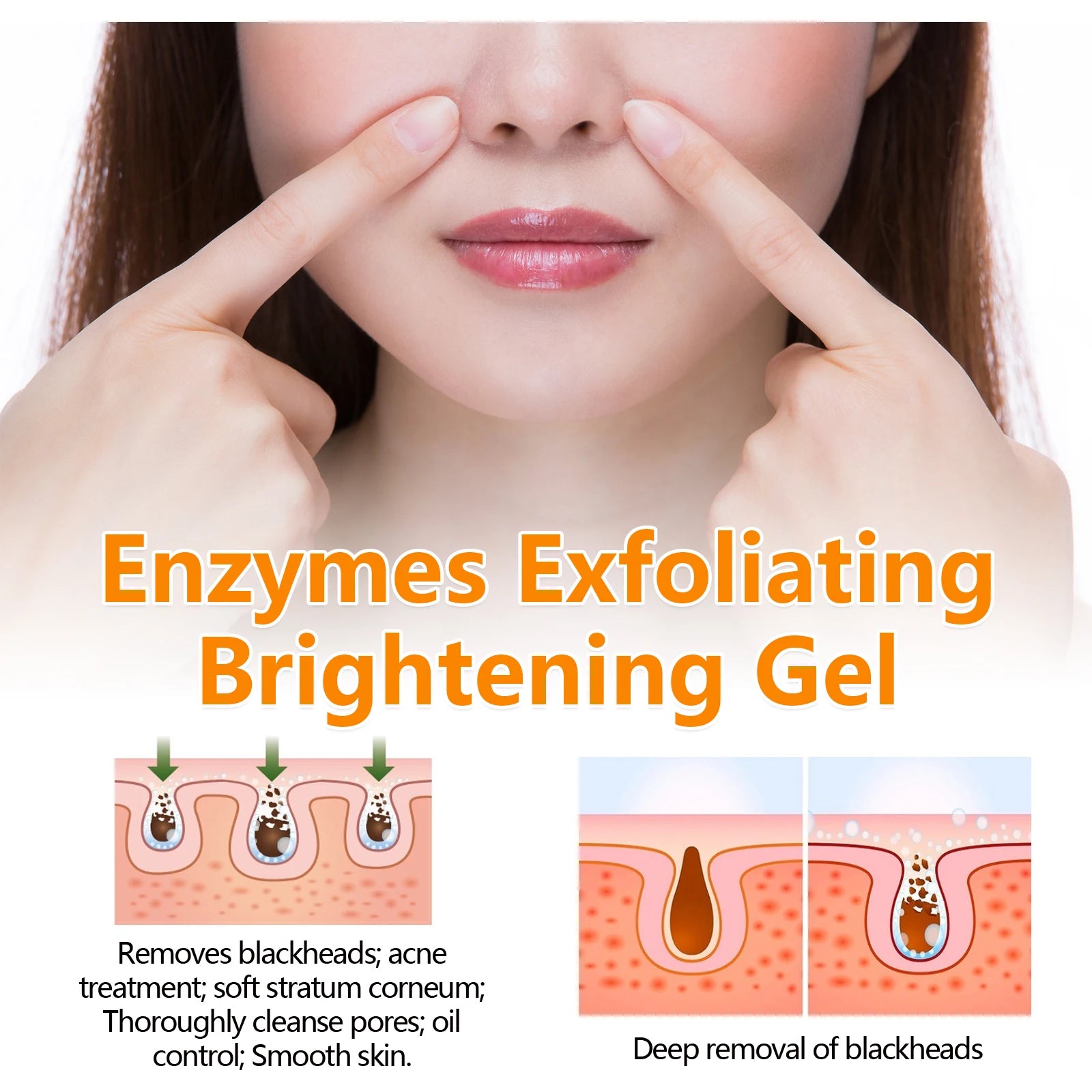 Enzymes Exfoliating Brightening Gel Salicylic Acid Blackhead Dead Skin Remover Cleansing Shrink Pores Brightening Delicate Skin