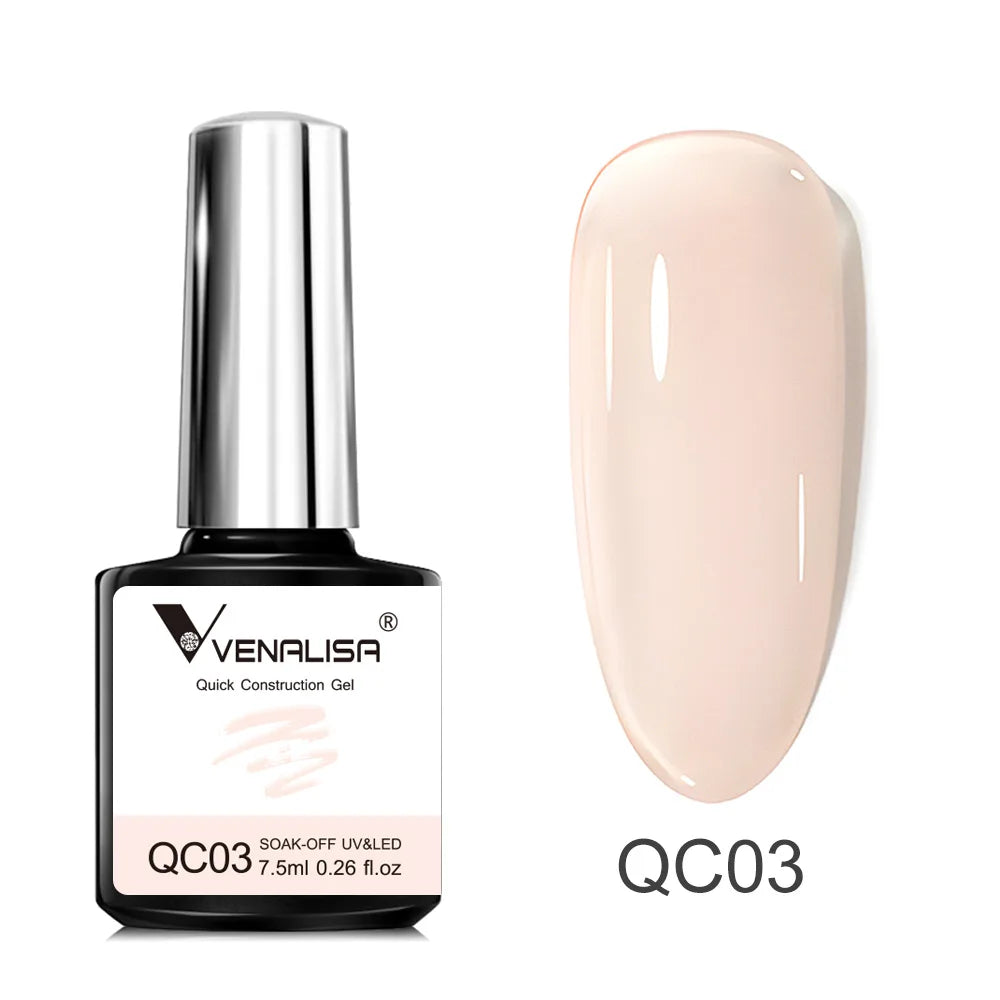 VENALISA Quick Construction Gel Jelly Color Semi Transparent Nail Gel Polish Fast Construction Soak Off UV LED Nude Pink Gel 7.5