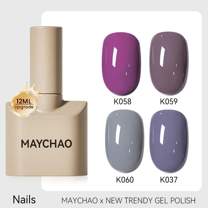 MAYCHAO 12ml Gel Nail Polish Set Professional Salon Nail Art Gels Varnish UV LED Semi Permanent Nail Lacquer Nail Supplies