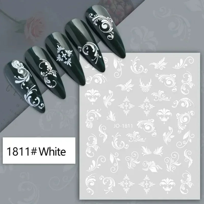 Cherry Blossom 3D Nail Stickers White Flower Petals Nail Art Decals Elegant Wedding Design Spring Sakura Manicure Slider Decor