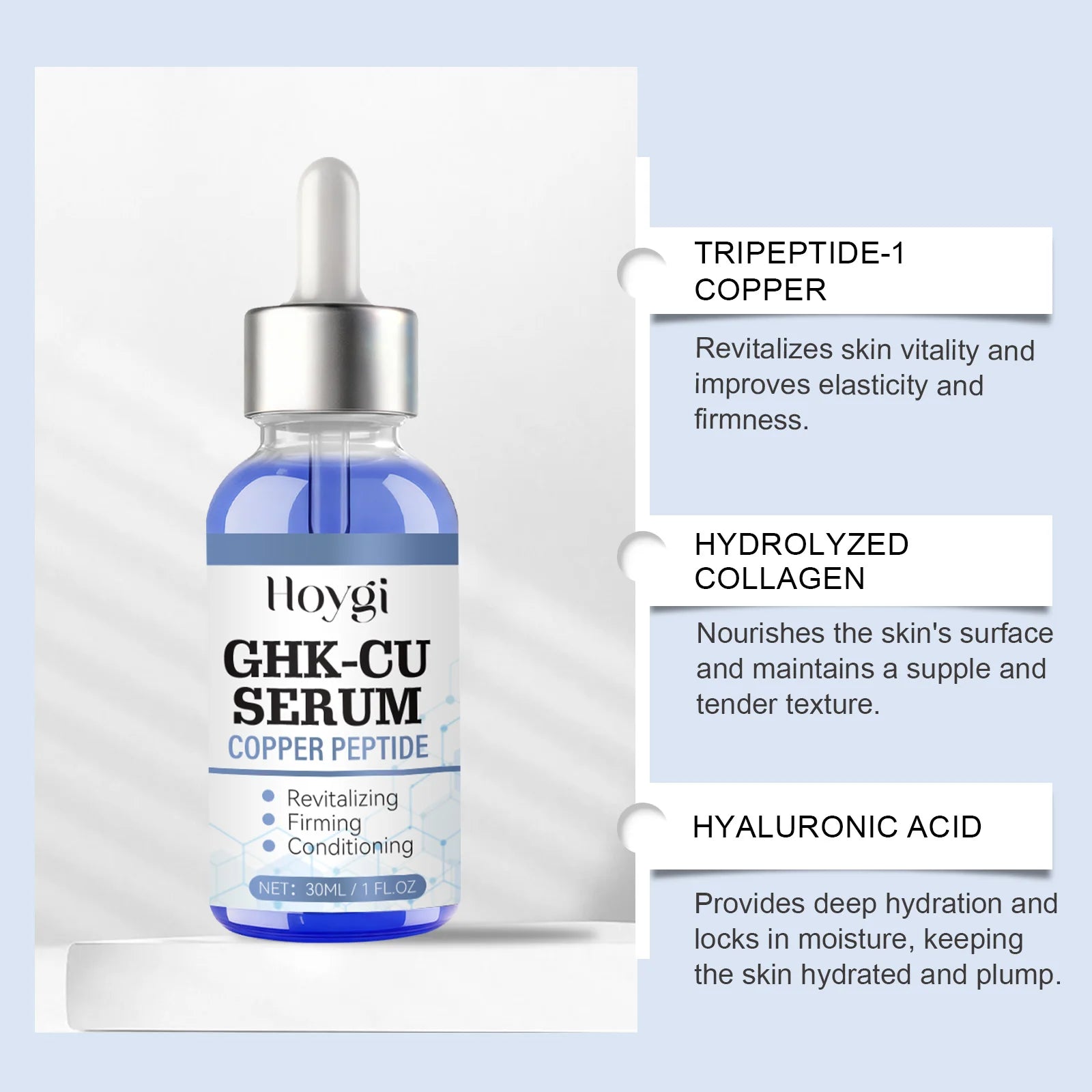 Copper Peptide Serum Anti Aging Face Serum Firming Lifting Fade Fine Lines Pore Shrinking Moisturizer Hyaluronic Acid Skin Care