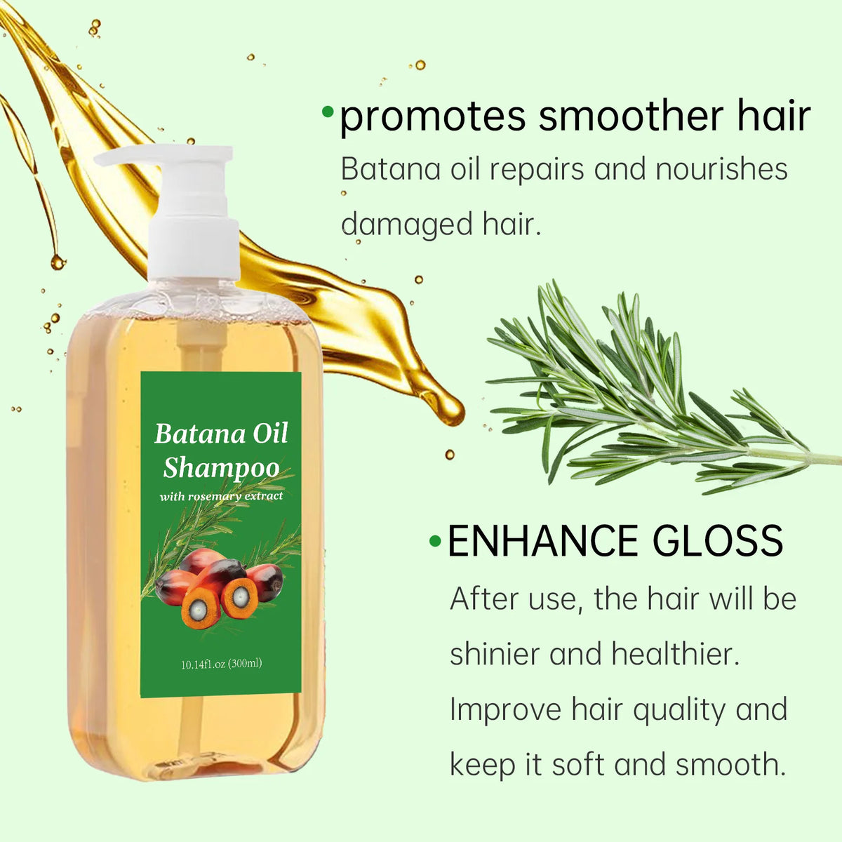 300ML Batana Oil Shampoo Nourishing Hair Growth Strengthens Restore Damaged Split Hair Scalp Cleansing Dandruff Control Care