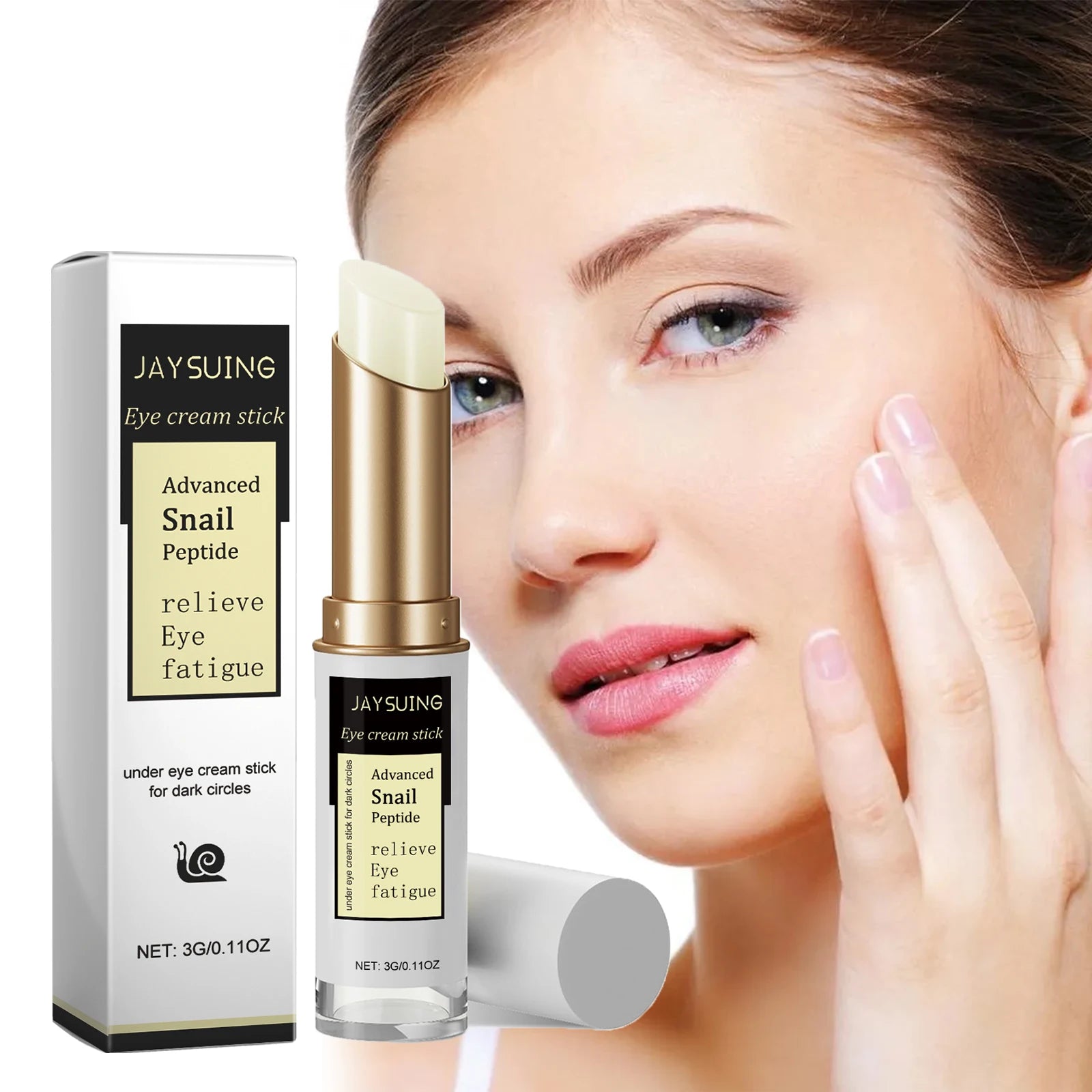 Snail Eye Cream Stick Anti-Puffiness Wrinkle Removal Fade Dark Circle Fine Lines Repair Moisturizing Firming Lightening Eye Care