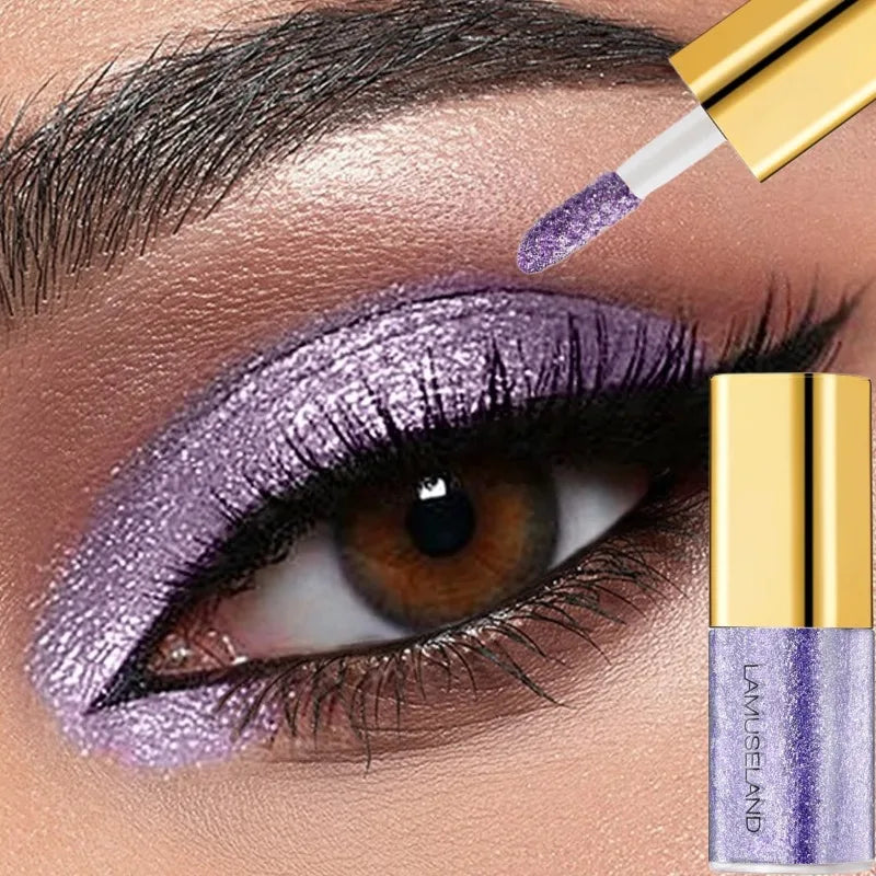 Pearly Liquid Eyeshadow Natural Smokey Silver Shimmer Glitter Diamond Eye Shadow for Eyelid Waterproof Beauty Highlighter Makeup