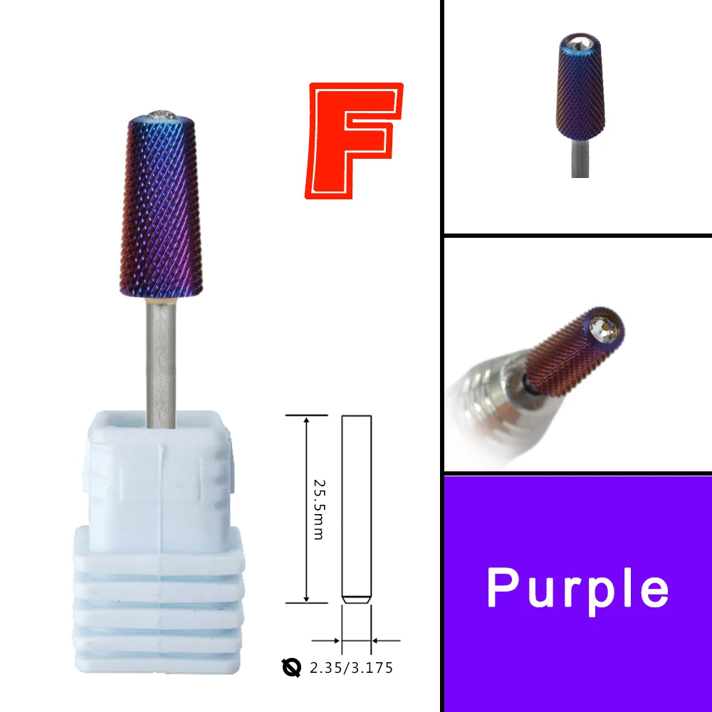 RolinStar 6.6 Safety Large Diamond Crystal Trapezium Tapered Barrel purple  steel Carbide milling cutter nail drill bit
