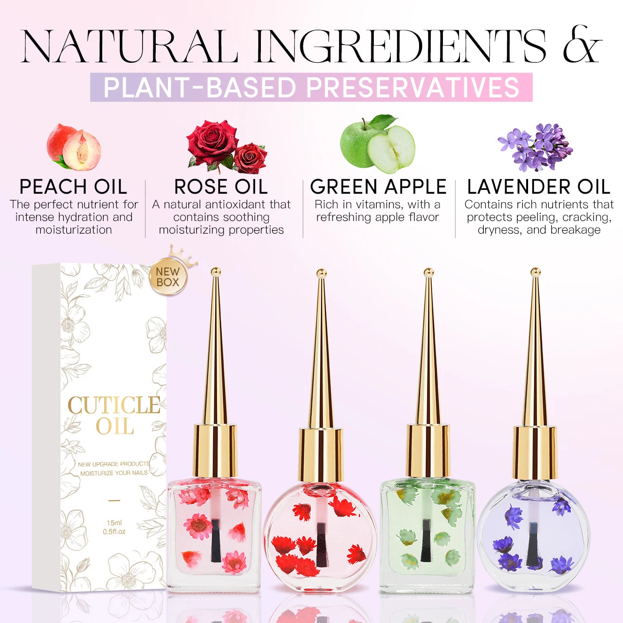 IDOL COLOR 15ml Cuticle Oil Nail Care Cuticle Vitamins Organic Nails Natural Oil Scented Cuticle Oil with Real Flowers