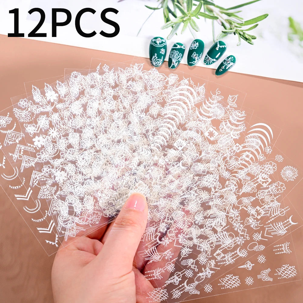 12Pcs 3D Laser Gold Silver Sun Star Moon Nail Stickers Y2K Snake/Starlight/Heart Adhesive Decals DIY Bronzing Nail Sliders