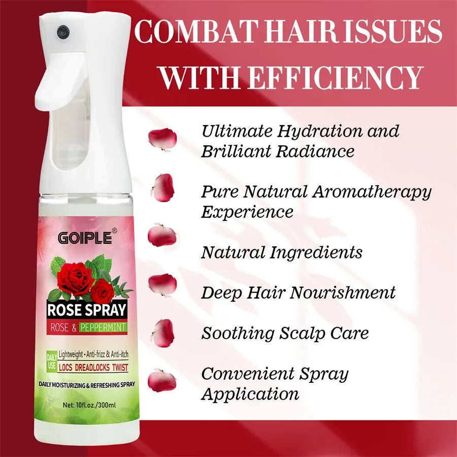 Rose Water Spray Moisturizing Nourish Hair Soothing Scalp Anti-frizz Conditioner Add Hair Shine and Smoothness Hair Care Product