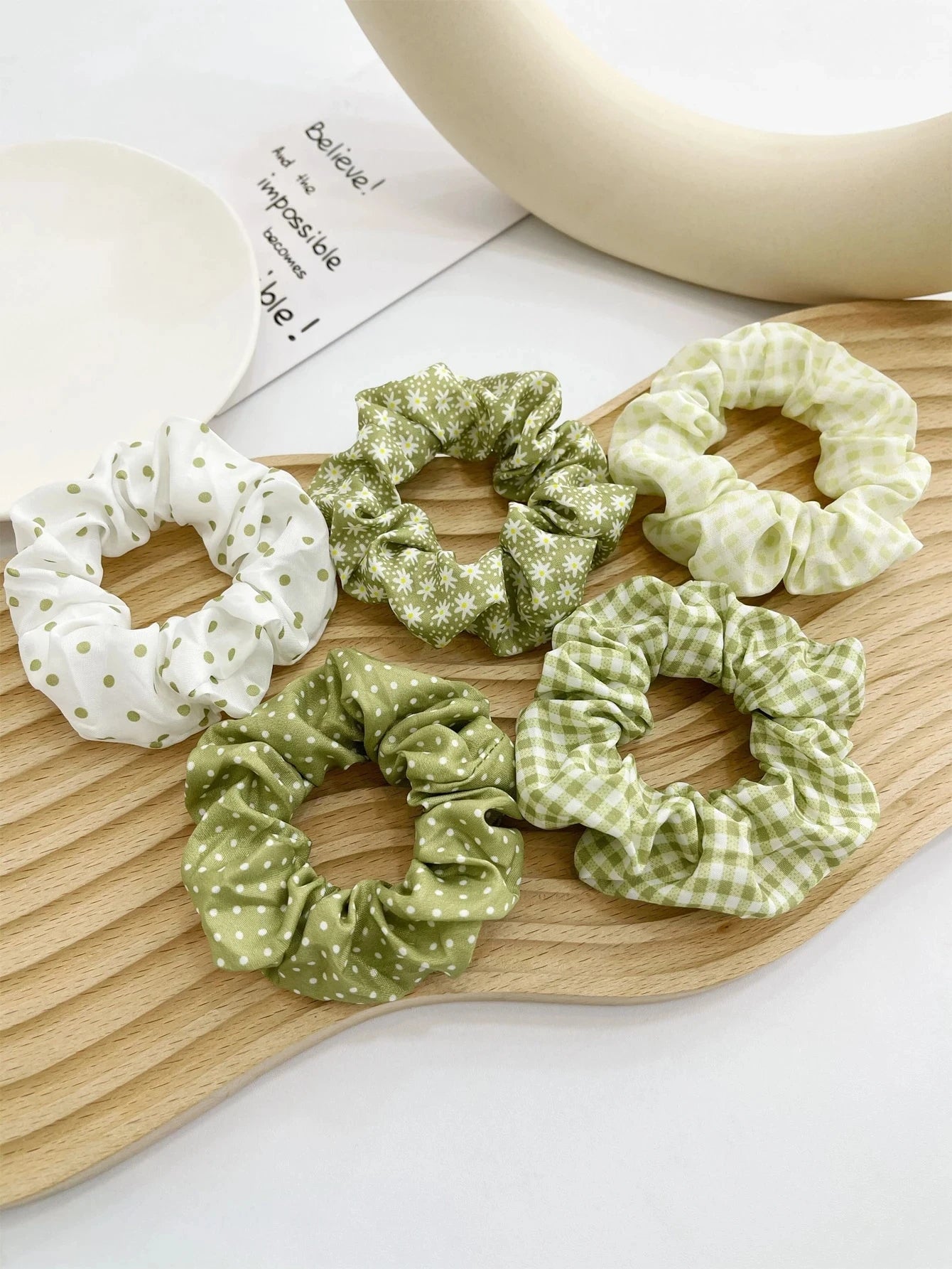 5Pcs Polka Dot Print Scrunchie Elegant Scrunchies Hair Ties Scrunchy Hair Ties