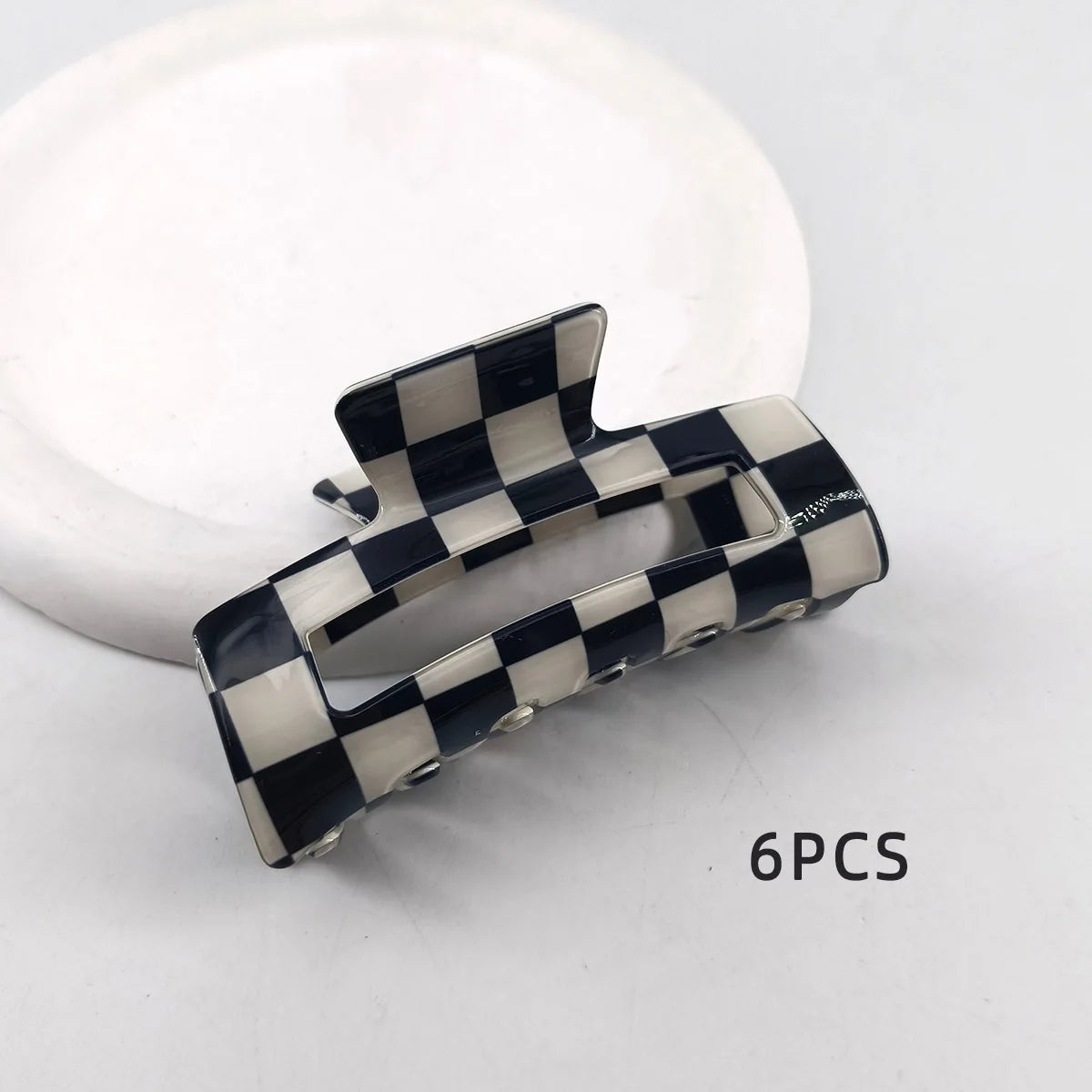1/6 PCS Colorful Checkered Rectangle Hair Claw Clips For Women Girls Fashion Hair Clips For Styling Claw Clamps Hair Accessories