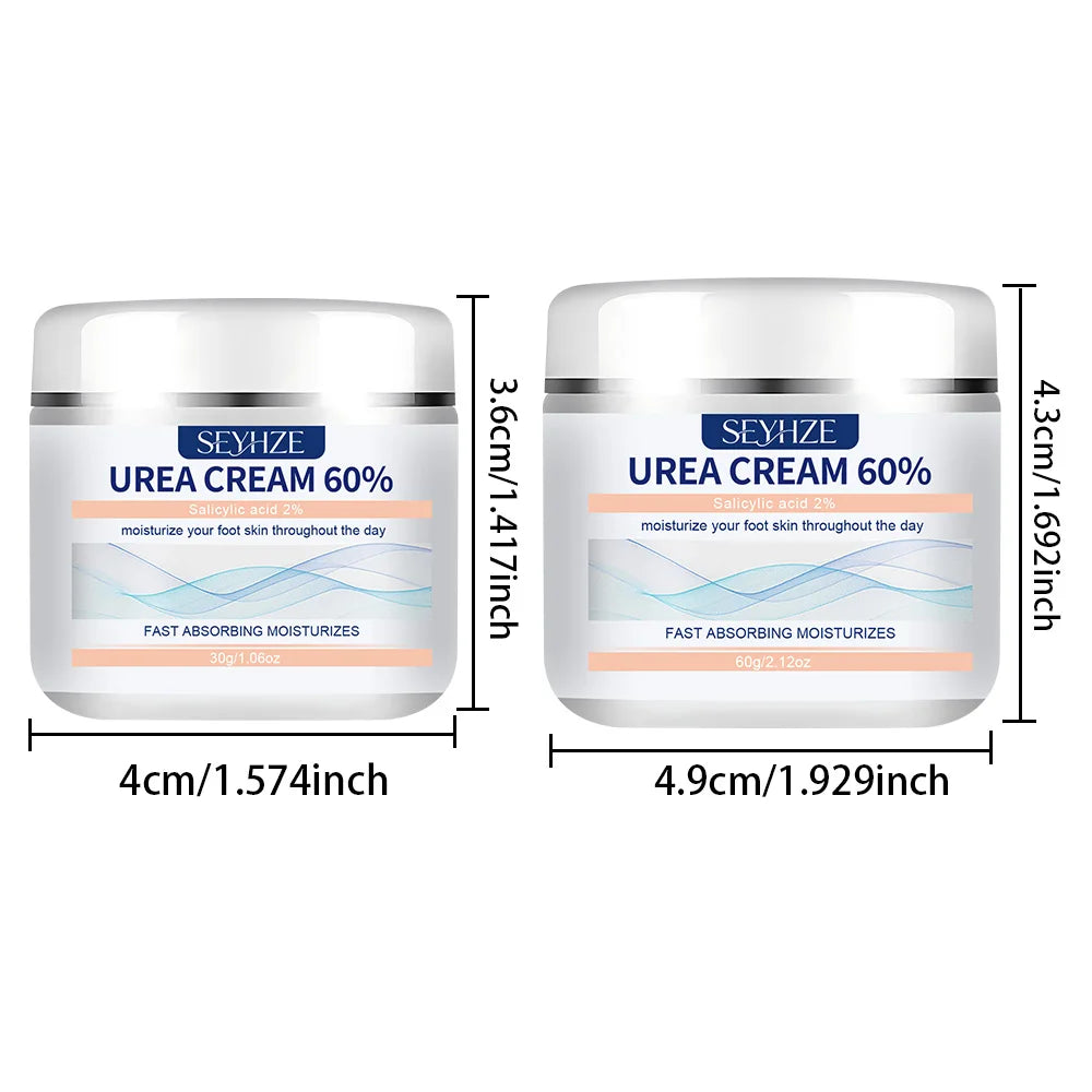 SEYHZE Urea 60% + Salicylic Acid 2% Foot Cream for Dry Rough Skin with Tea Tree Oil Aloe Butter Oil Glycerin Hyaluronic Acid Dee