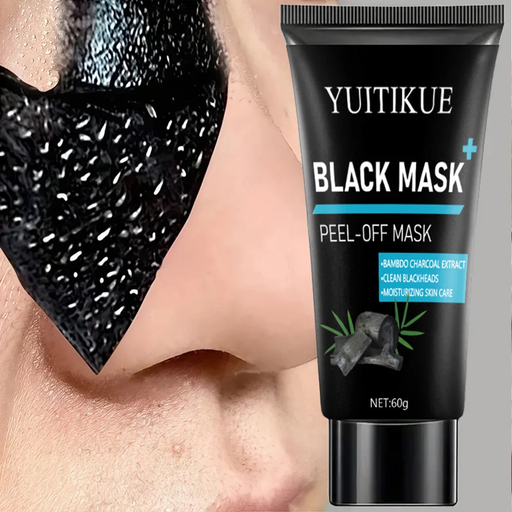 Black Peel Off Mask 60g - Bamboo Charcoal Extract, Cleans Blackheads & Moisturizes, for Smooth Radiant Skin