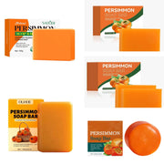 100/200G Persimmon Soap Bar for Body Odor Removal, Handmade Persimmon Green Tea Soap for Face and Body Wash Gentle Deodorant Bar