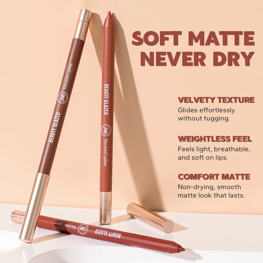 8 Colors Artist Palette Matte Velvet Lip Liner Pencil | Long-Lasting Waterproof, Non-Sticky Matte Finish, Precise Tip for Sharp