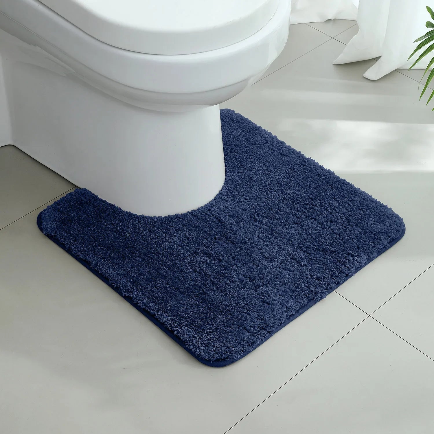 U-shaped thickened bathroom floor mat, plush material, bathtub absorbent mat, anti slip foot mat, bathroom small carpet, entranc